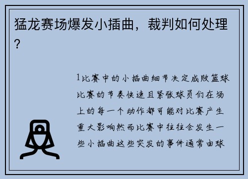 猛龙赛场爆发小插曲，裁判如何处理？
